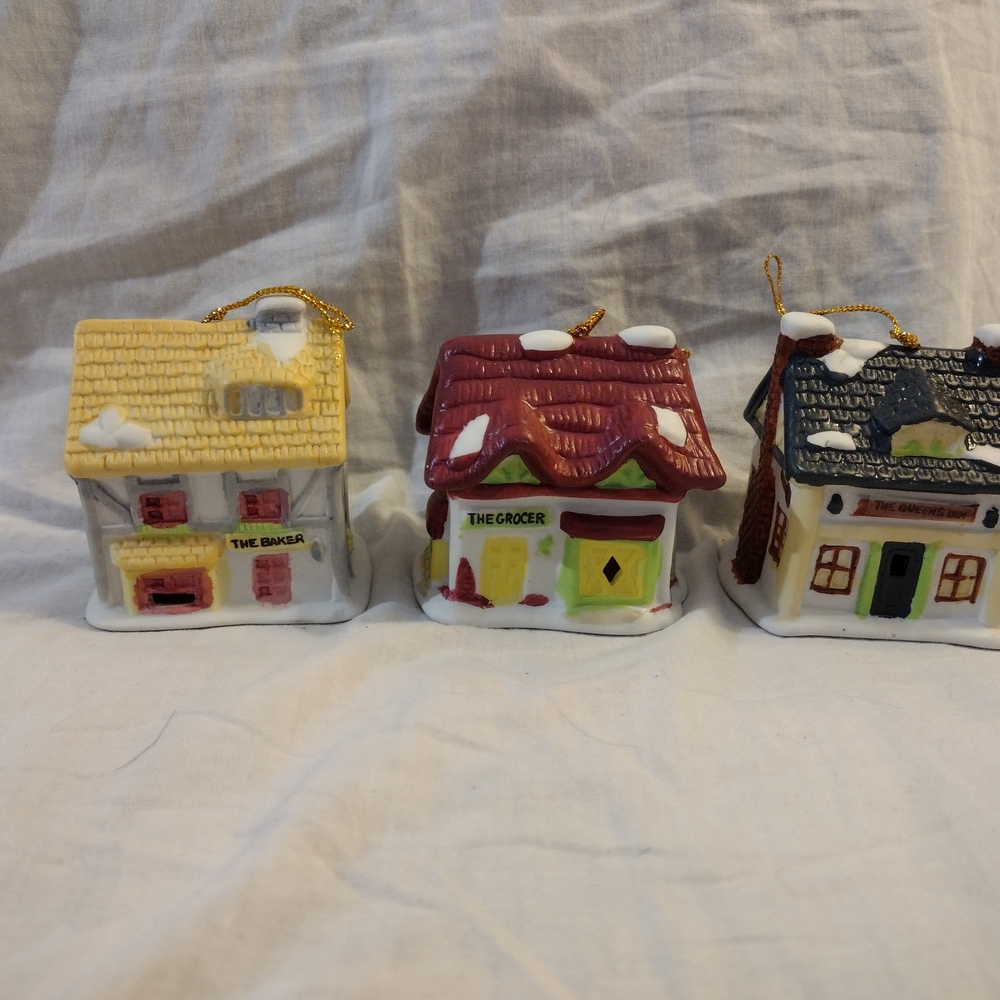 Charming Holiday Village Ornament Set